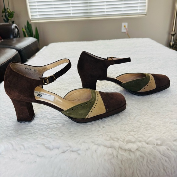 Givenchy Japan Multicolor Suede Leather Platform Heels Shoes Size 37 US 6.5 - Picture 4 of 16